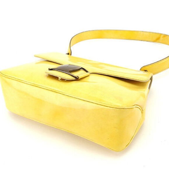 Authentic Salvatore Ferragamo Shoulder bag Vera Yellow Bronze Woman  Used - Picture 4 of 6